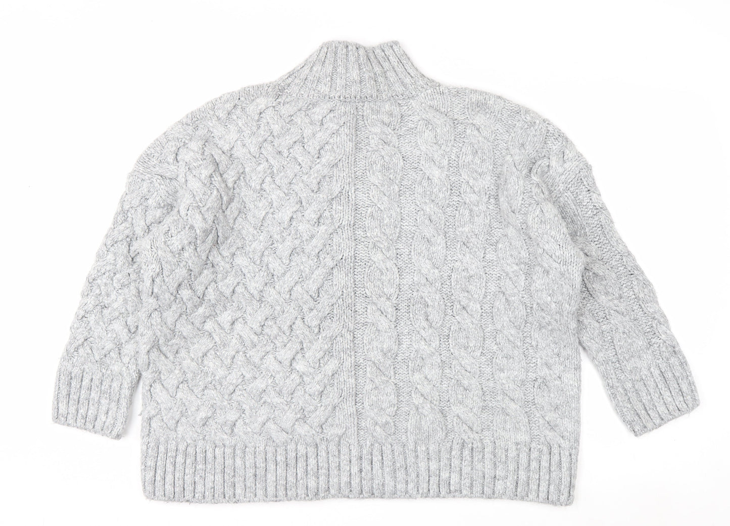 George Women’s Grey Cable-Knit Mock Neck Pullover Jumper XL