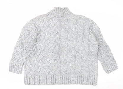 George Women’s Grey Cable-Knit Mock Neck Pullover Jumper XL