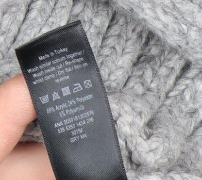 George Women’s Grey Cable-Knit Mock Neck Pullover Jumper XL