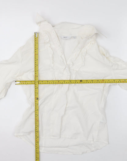 Next Women’s White Ruffle Collared Long Sleeve Blouse Size 14