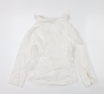 Next Women’s White Ruffle Collared Long Sleeve Blouse Size 14