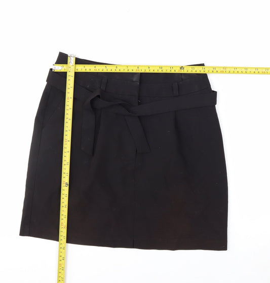 New Look Women’s Black Belted Knee Length Pencil Skirt Size 10