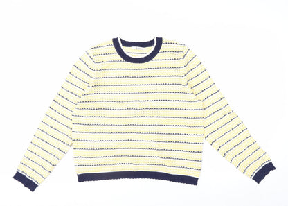 Tu Women Multicoloured Striped Crew Neck Cotton Jumper Size 14