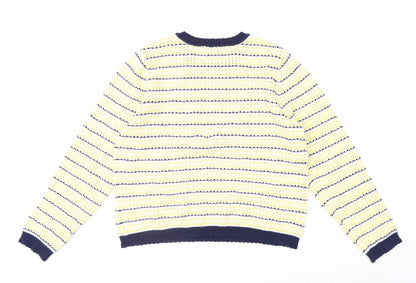Tu Women Multicoloured Striped Crew Neck Cotton Jumper Size 14