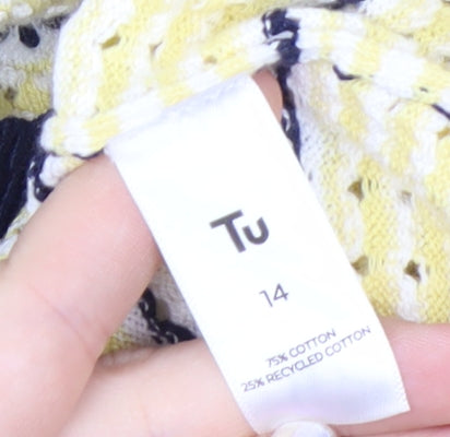 Tu Women Multicoloured Striped Crew Neck Cotton Jumper Size 14
