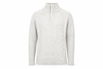 Boston Crew Men's Beige Cable-Knit High Neck Pullover Jumper Size M