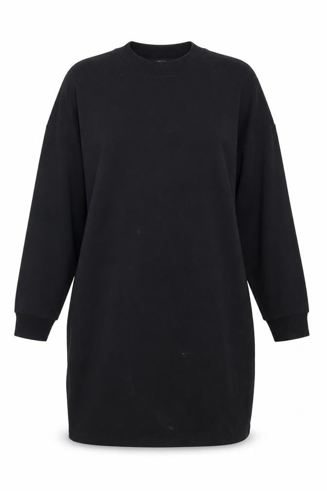 Monki Womens Black Long Sleeve Tunic Sweatshirt Dress Size 12
