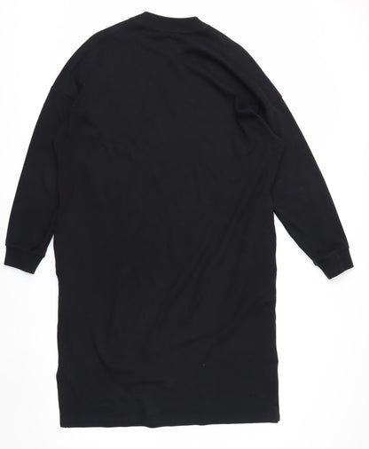 Monki Womens Black Long Sleeve Tunic Sweatshirt Dress Size 12