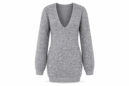 Pretty Little Thing Women's Grey V-Neck Chunky Knit Jumper Size S