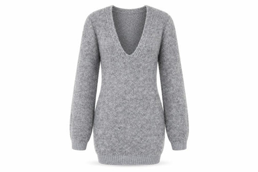 Pretty Little Thing Women's Grey V-Neck Chunky Knit Jumper Size S