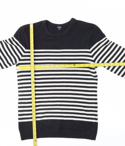 KIABI Women's Black Striped Crew Neck Knit Jumper Size S