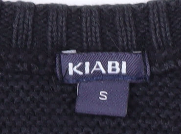 KIABI Women's Black Striped Crew Neck Knit Jumper Size S
