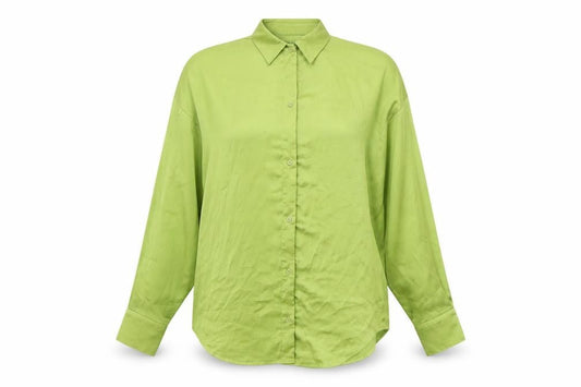 Nasty Gal Women's Green Long Sleeve Button-Up Satin Shirt Size 12
