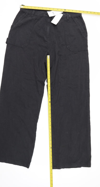 George Women's Black Cargo Trousers Size 16 Long Length Cotton Twill
