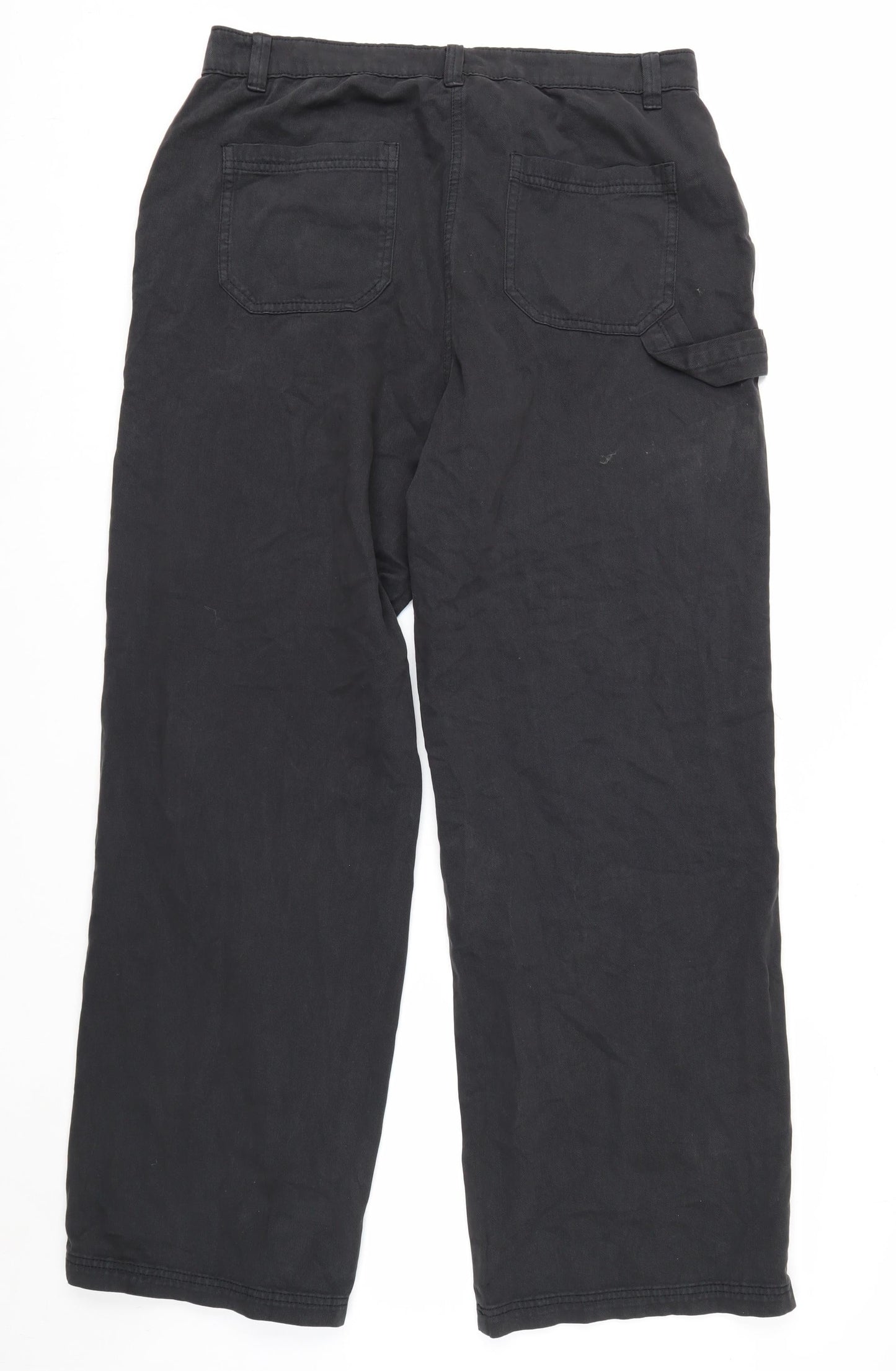 George Women's Black Cargo Trousers Size 16 Long Length Cotton Twill