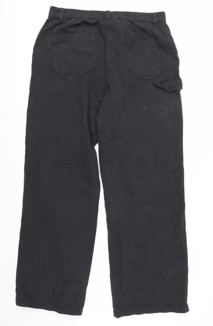 George Women's Black Cargo Trousers Size 16 Long Length Cotton Twill