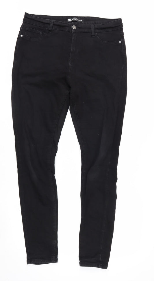 George Women's Black Size 14 Long Skinny Jeans Stretch Denim