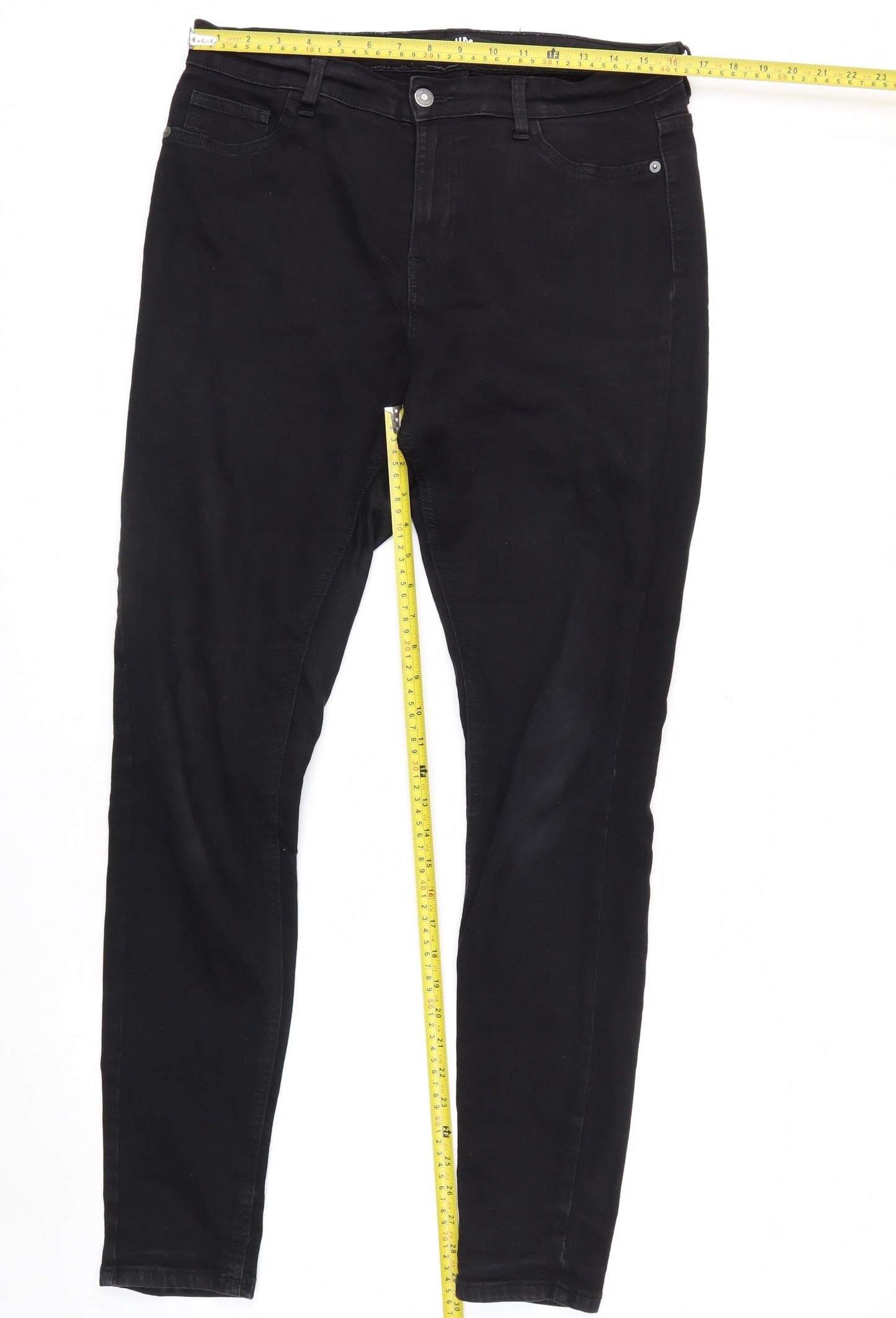George Women's Black Size 14 Long Skinny Jeans Stretch Denim