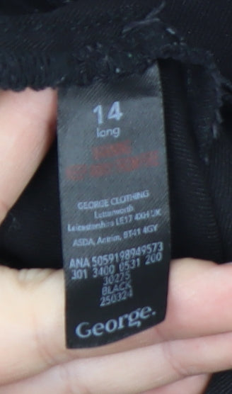 George Women's Black Size 14 Long Skinny Jeans Stretch Denim