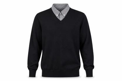 Cotton Traders Men's Black M V-Neck Cotton Pullover Jumper