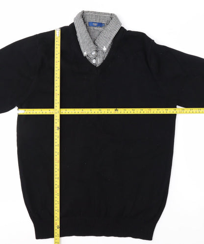 Cotton Traders Men's Black M V-Neck Cotton Pullover Jumper