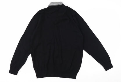 Cotton Traders Men's Black M V-Neck Cotton Pullover Jumper