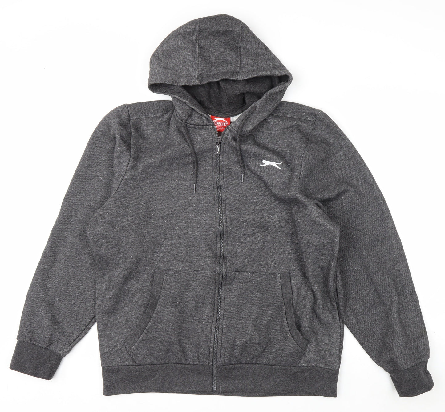 Slazenger Men's Grey Full Zip Hoodie L Fleece Casual Sportswear