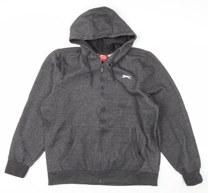 Slazenger Men's Grey Full Zip Hoodie L Fleece Casual Sportswear