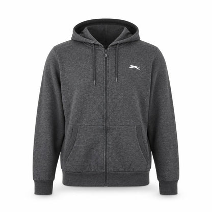 Slazenger Men's Grey Full Zip Hoodie L Fleece Casual Sportswear