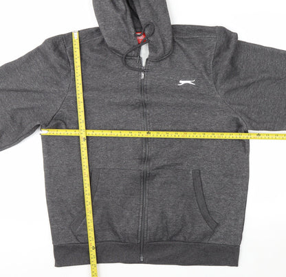 Slazenger Men's Grey Full Zip Hoodie L Fleece Casual Sportswear