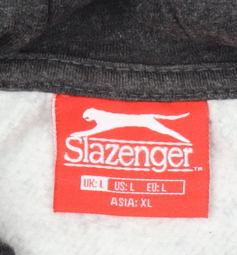 Slazenger Men's Grey Full Zip Hoodie L Fleece Casual Sportswear