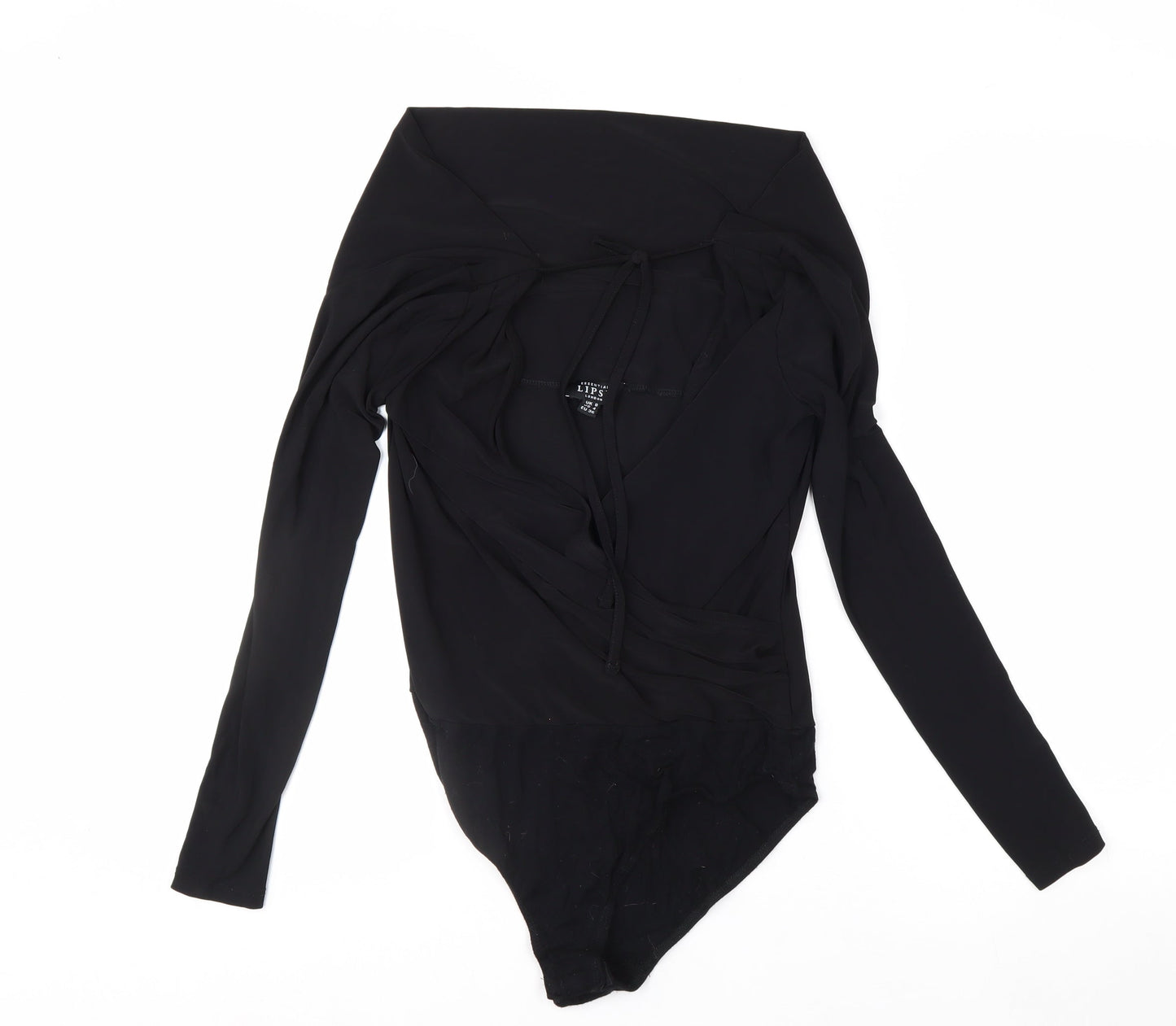 Lipsy Women’s Black Wrap Long Sleeve Off Shoulder Bodysuit Size 8