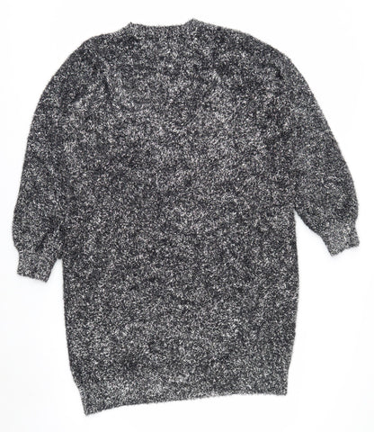 Papaya Women Black L Shimmery Long Sleeve Pullover Jumper