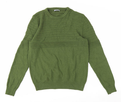 Tu Men Green Cotton Acrylic Chunky Knit Crew Neck Jumper Size M