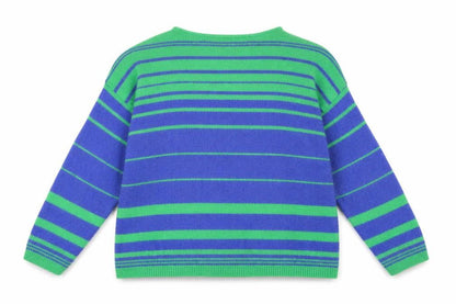 Cerulean Women Blue Green Striped Pullover Jumper XL Acrylic Blend