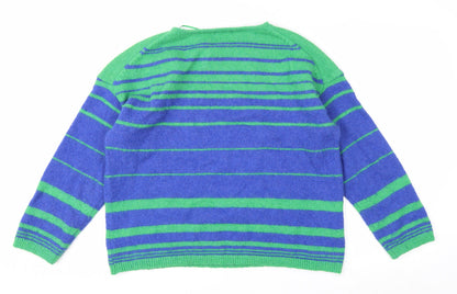 Cerulean Women Blue Green Striped Pullover Jumper XL Acrylic Blend