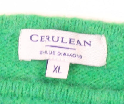Cerulean Women Blue Green Striped Pullover Jumper XL Acrylic Blend
