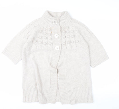 Evans Women’s Ivory Chunky Knit Button Cardigan Size 14