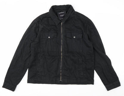 Brave Soul Men's Black Cotton Zip Jacket XL Classic Style