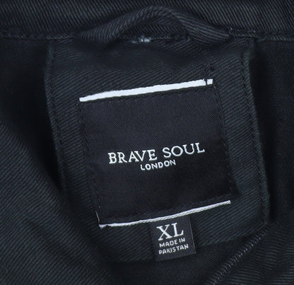 Brave Soul Men's Black Cotton Zip Jacket XL Classic Style