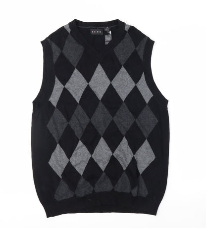 Axcess Men's Black Argyle Cotton Sleeveless V-Neck Vest Size S
