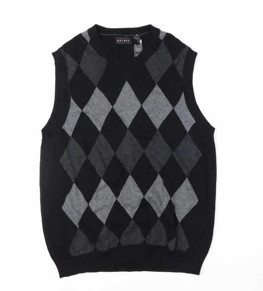 Axcess Men's Black Argyle Cotton Sleeveless V-Neck Vest Size S