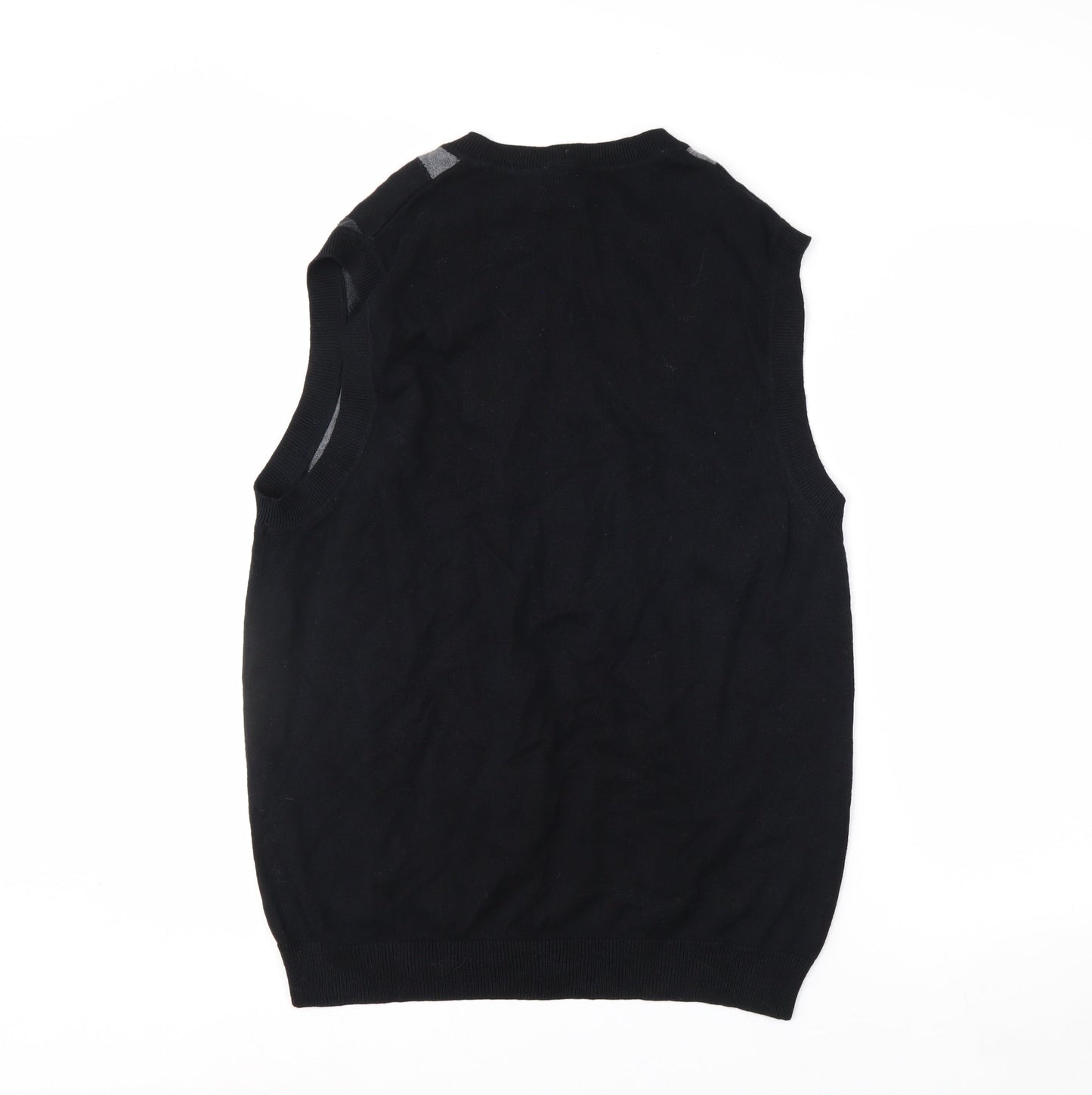 Axcess Men's Black Argyle Cotton Sleeveless V-Neck Vest Size S