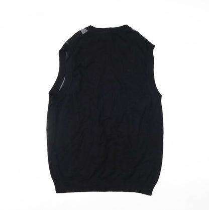 Axcess Men's Black Argyle Cotton Sleeveless V-Neck Vest Size S