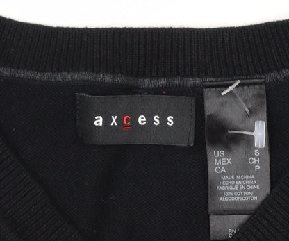 Axcess Men's Black Argyle Cotton Sleeveless V-Neck Vest Size S