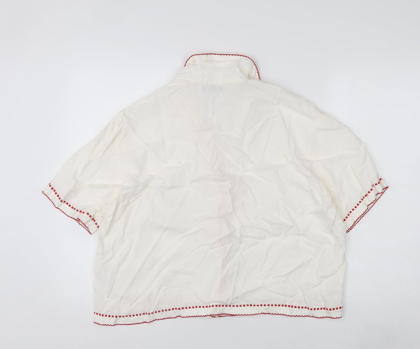 Nobody’s Child Women Ivory Embroidered Button-Up Shirt Size 14