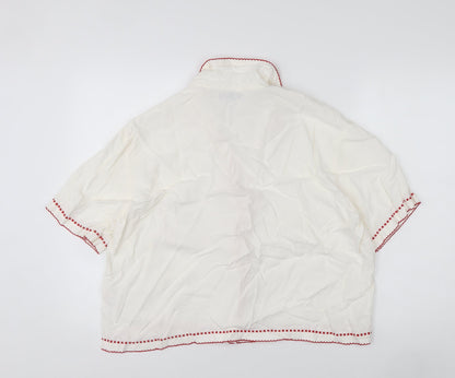 Nobody’s Child Women Ivory Embroidered Button-Up Shirt Size 14