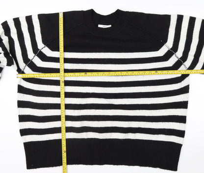 Next Women’s Black White Striped Crew Neck Knit Jumper XL