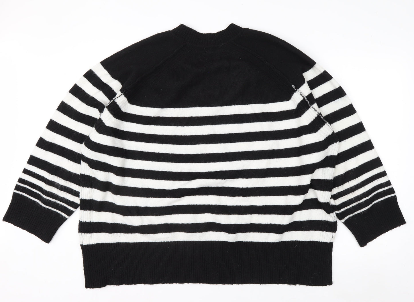 Next Women’s Black White Striped Crew Neck Knit Jumper XL