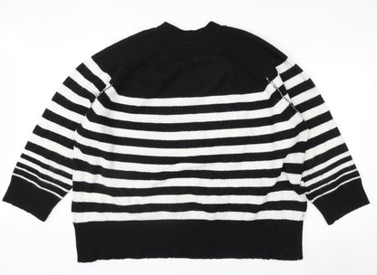 Next Women’s Black White Striped Crew Neck Knit Jumper XL